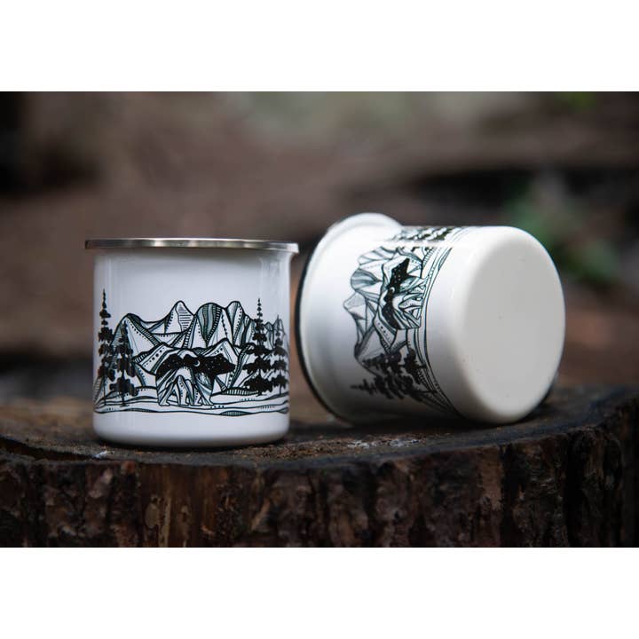 Mountain Mornings - Vente Tasse à café - Tasse de camping ours et montagnes1