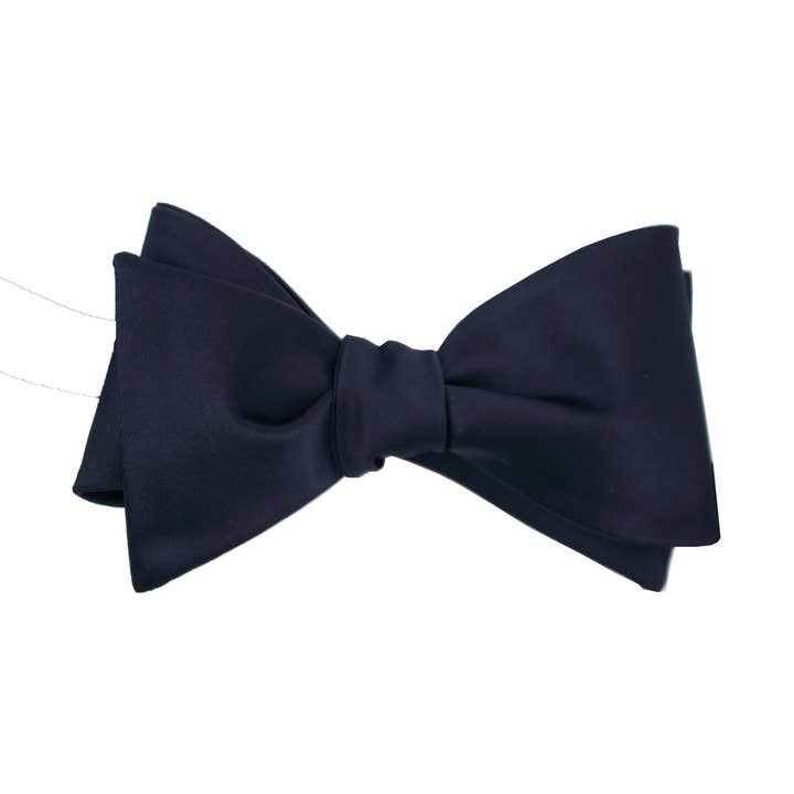 Navy Satin Self Tie Bow Tie for wholesale by DIBI