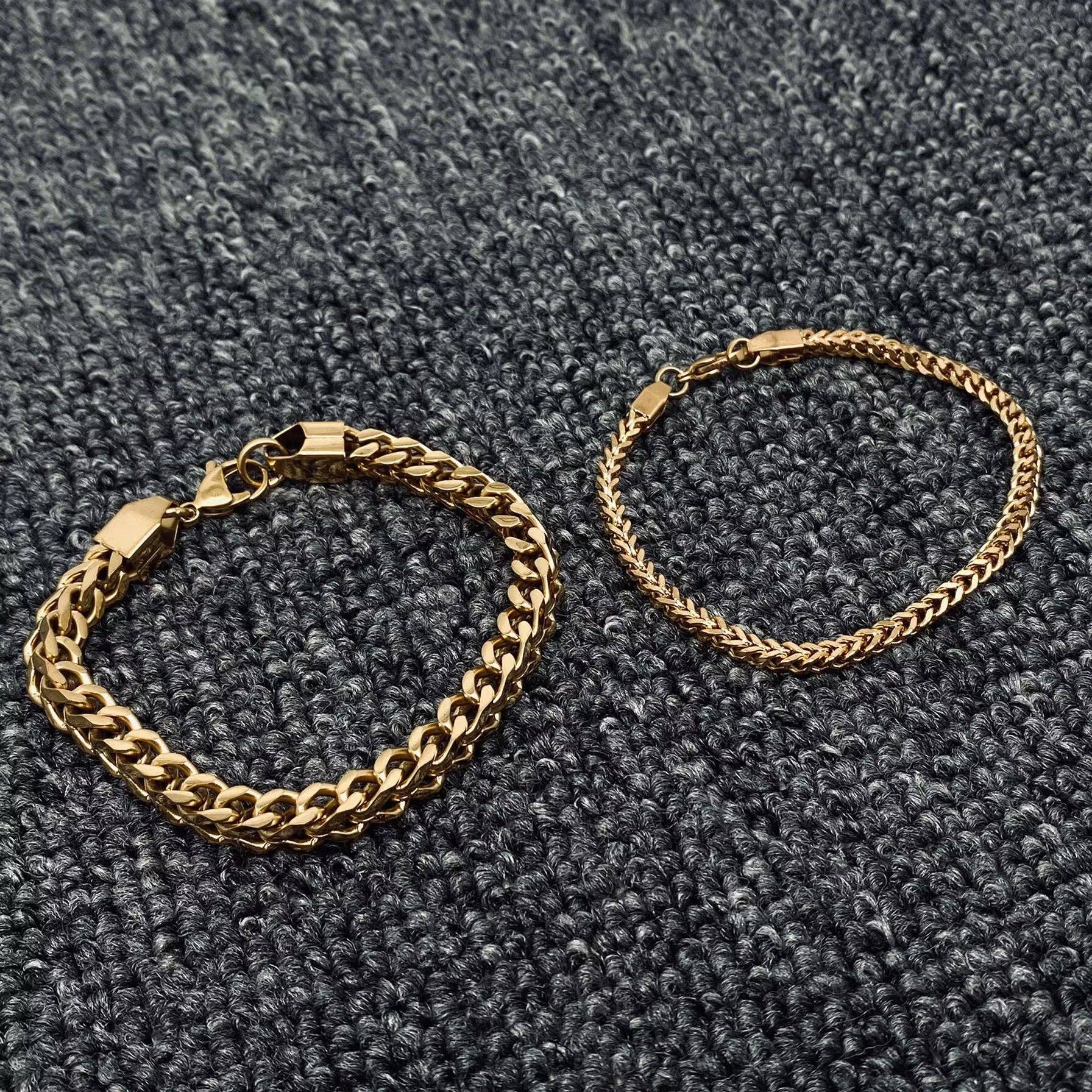 Mio Queena – wholesale Länkar och kedjearmband – Man rostfritt stål dubbelskikt kubanskt kedjearmband -MJ/BC4