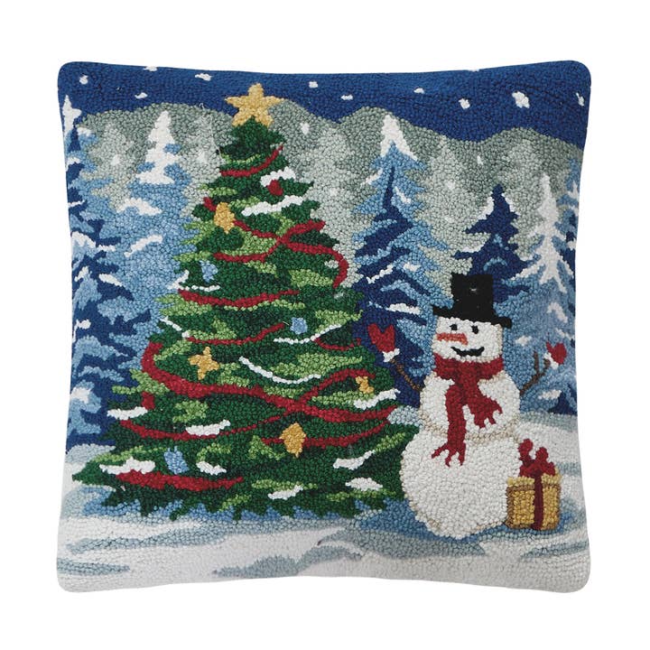 Snowy Tree w/Snowman Hook Pillow for wholesale by Peking Handicraft
