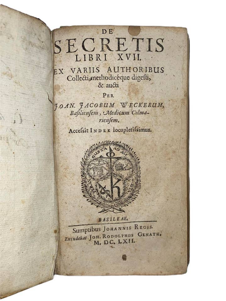 Wecker Johann Jacob - De Secretis Libri XVII - 1662 per la vendita all'ingrosso da parte di Belriguardo Italian Rare Books