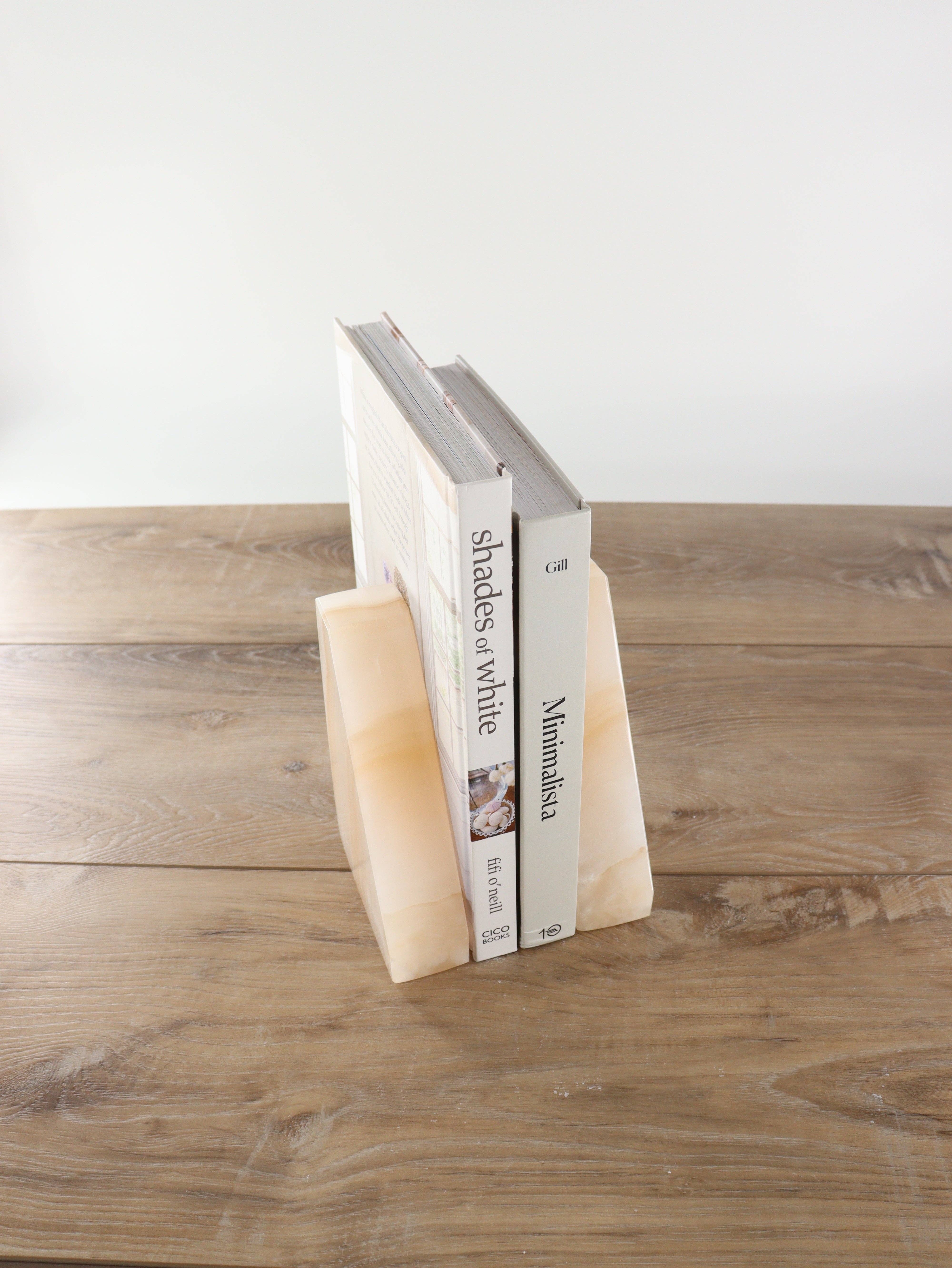 Mi Esperanza Minerals - Wholesale Bookend - White and Tan Polished Onyx Bookends2