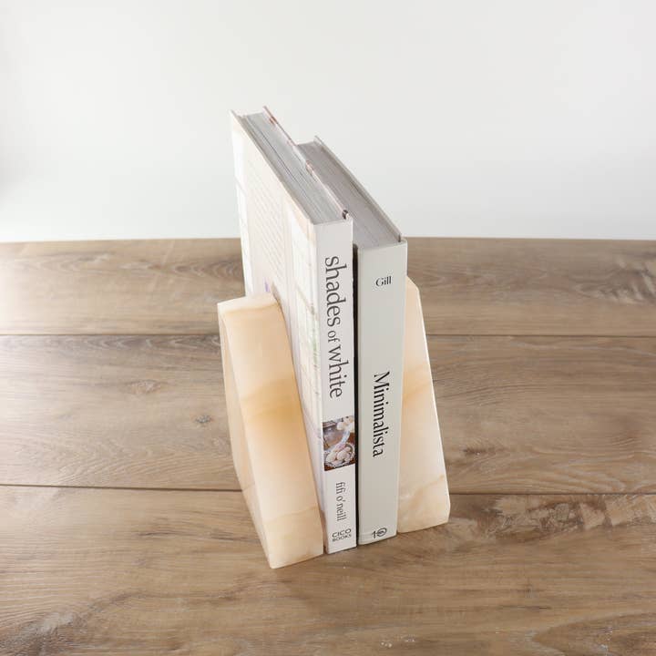 Mi Esperanza Minerals - Wholesale Bookend - White and Tan Polished Onyx Bookends2