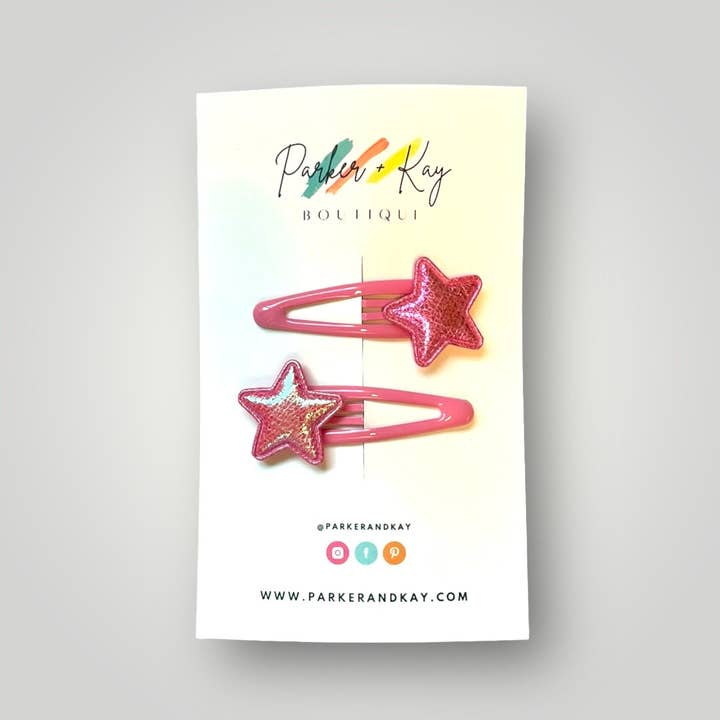 Parker and Kay Collective - Wholesale Hair Clip - Kids - Shiny Stars Hair Clip Set, 7 Color Options