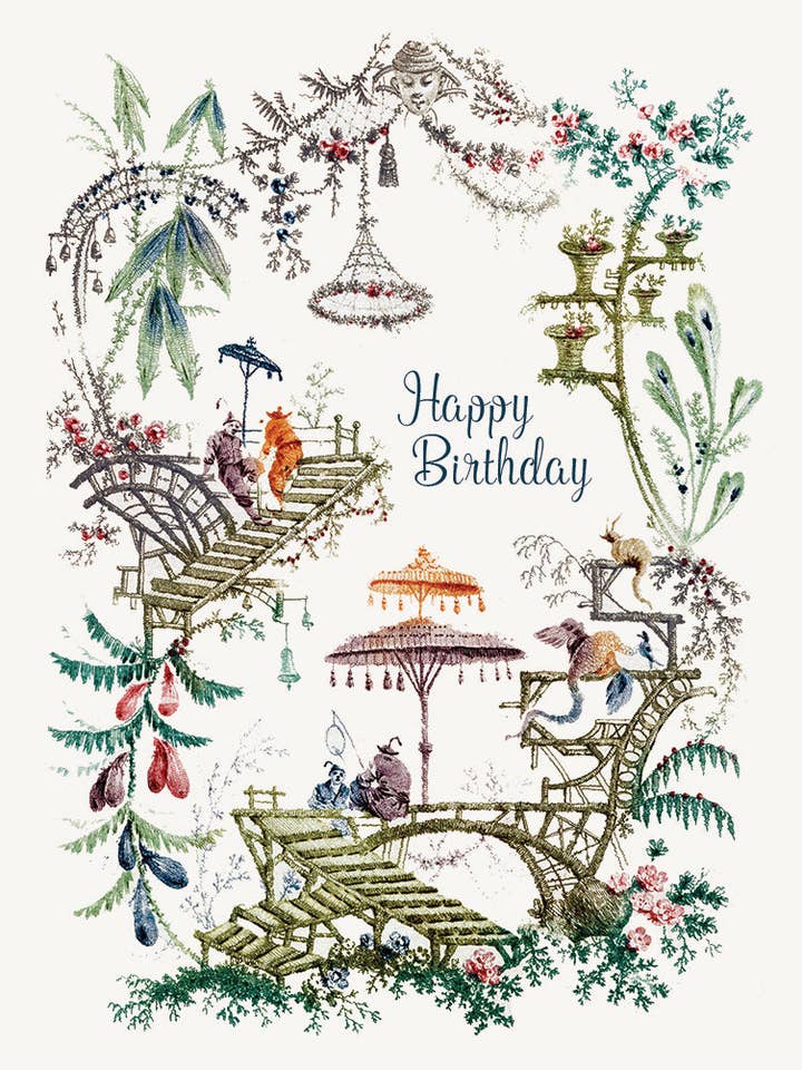 Chinoiserie - Happy Birthday • Mini Enclosure Card for wholesale by P. Flynn Design / Phun House