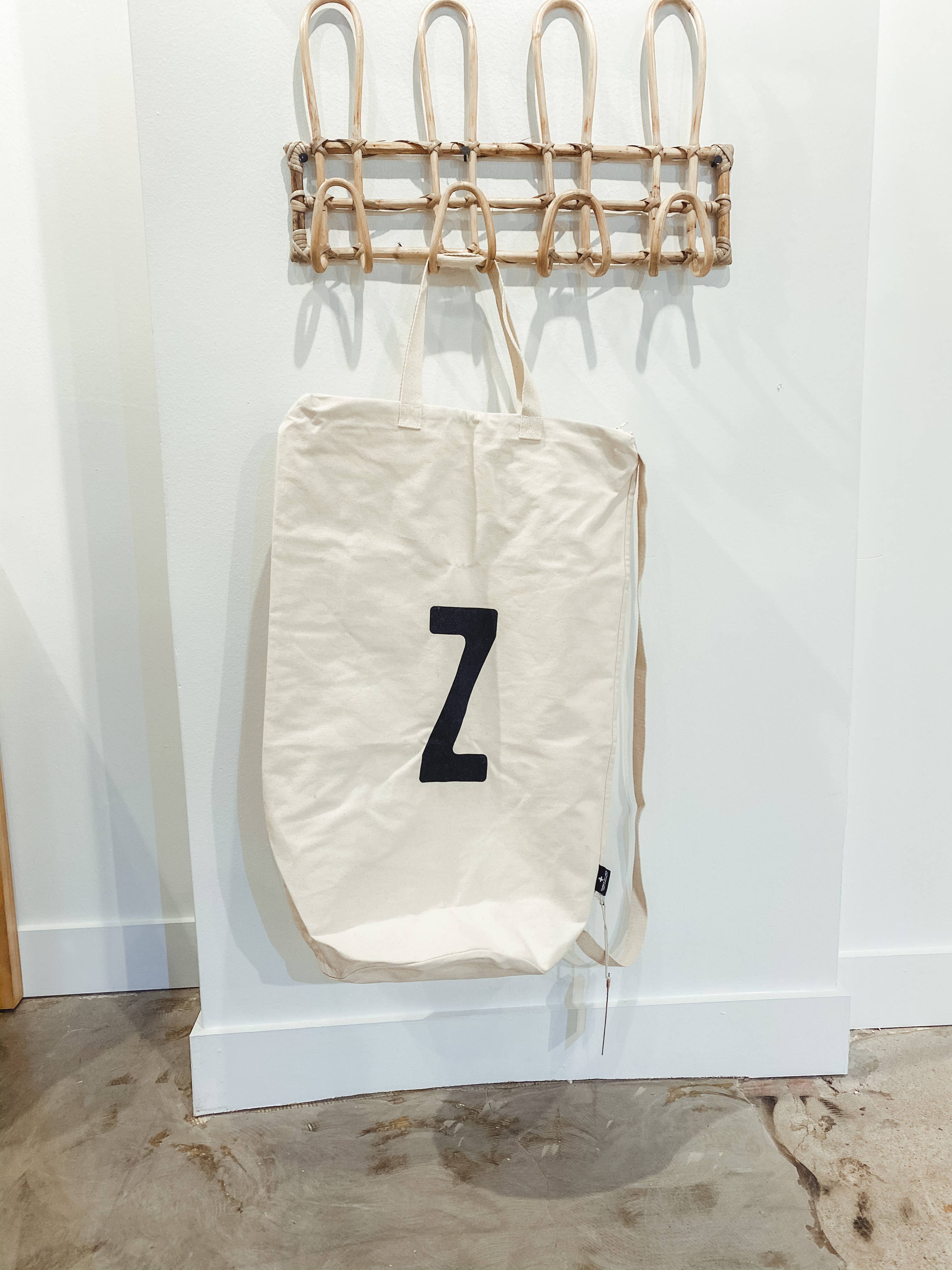 Modern Burlap - Wholesale Laundry Bag - Cotton Canvas Laundry Bag With Shoulder Strap - Alphabet19