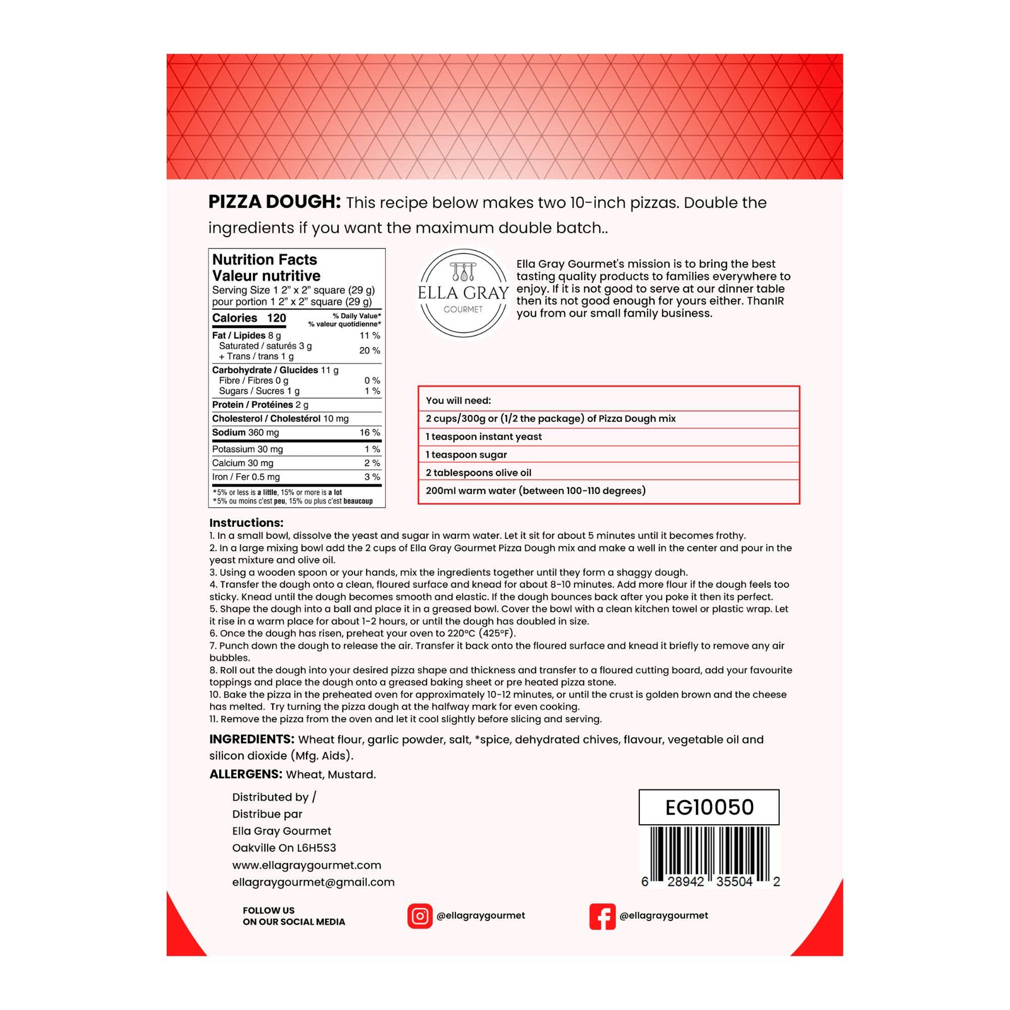Ella Gray Gourmet - Vente Mélange pour pain - Mélange de pâte à pizza10