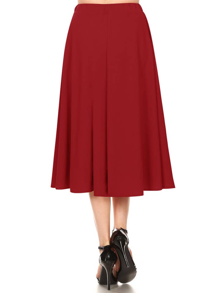 MOA COLLECTION – wholesale Skirt – Women’s – Women's Casual A-Line Pleated Solid Midi Skirt