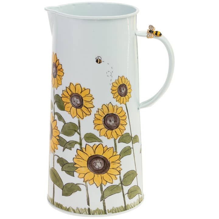 Boston International - Wholesale Pitcher - 8.75" Tall Metal Sunflower Pitcher