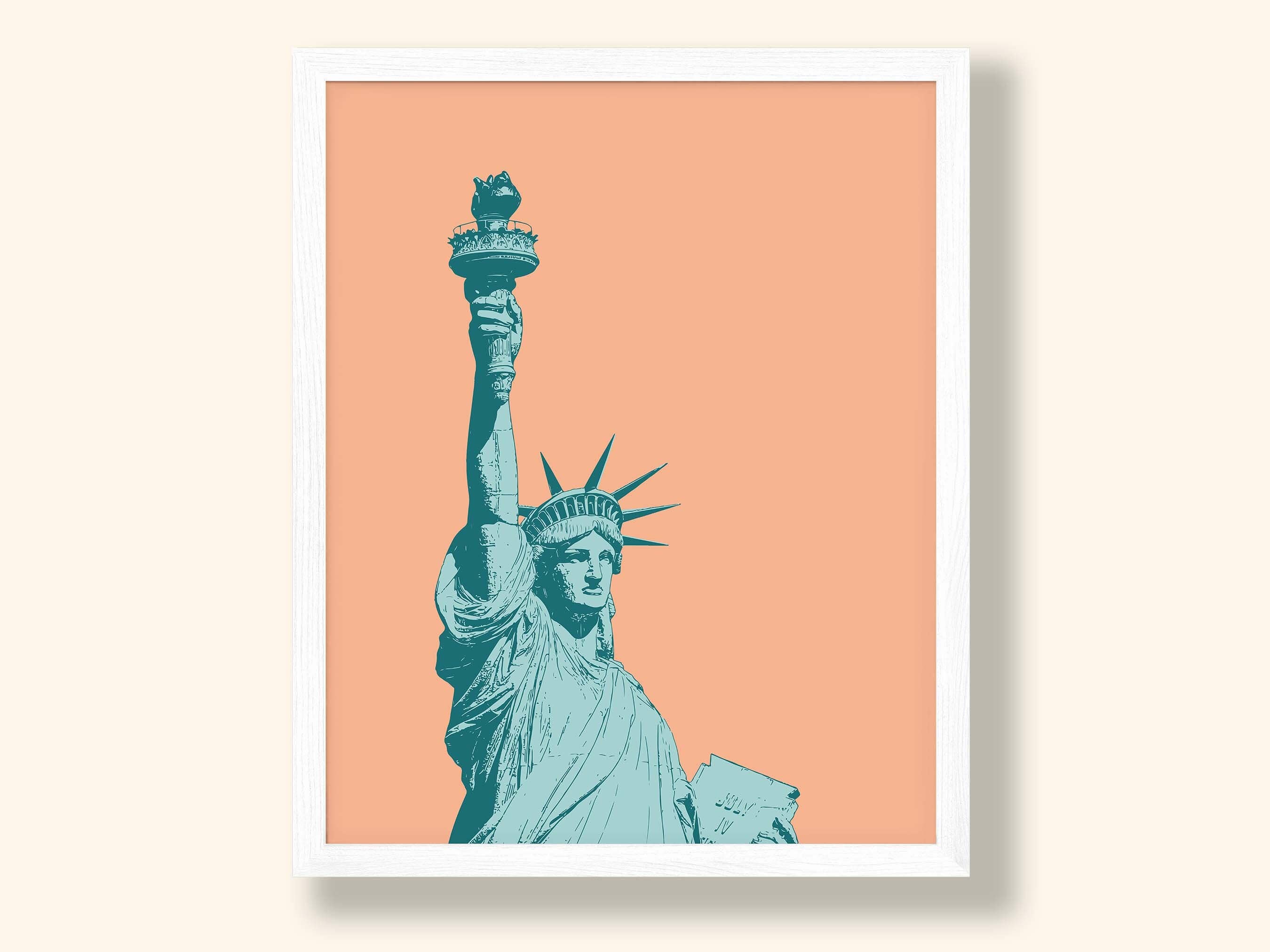 Newpencilbox Art - Venta al por mayor Ilustración - Lámina artística en colores pastel de la Estatua de la Libertad de Nueva York, color rosa5