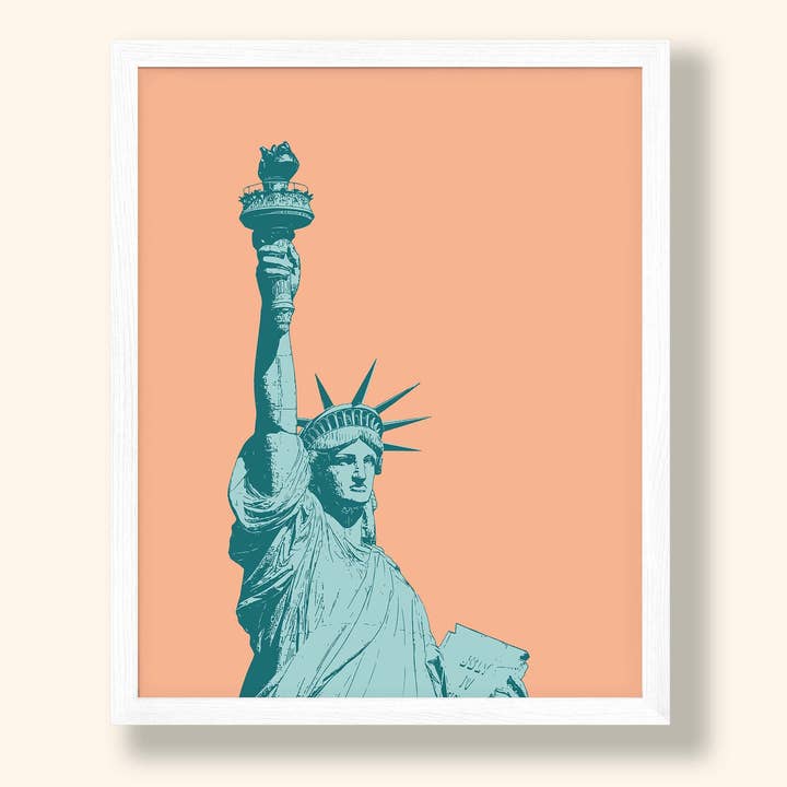 Newpencilbox Art - Venta al por mayor Ilustración - Lámina artística en colores pastel de la Estatua de la Libertad de Nueva York, color rosa5