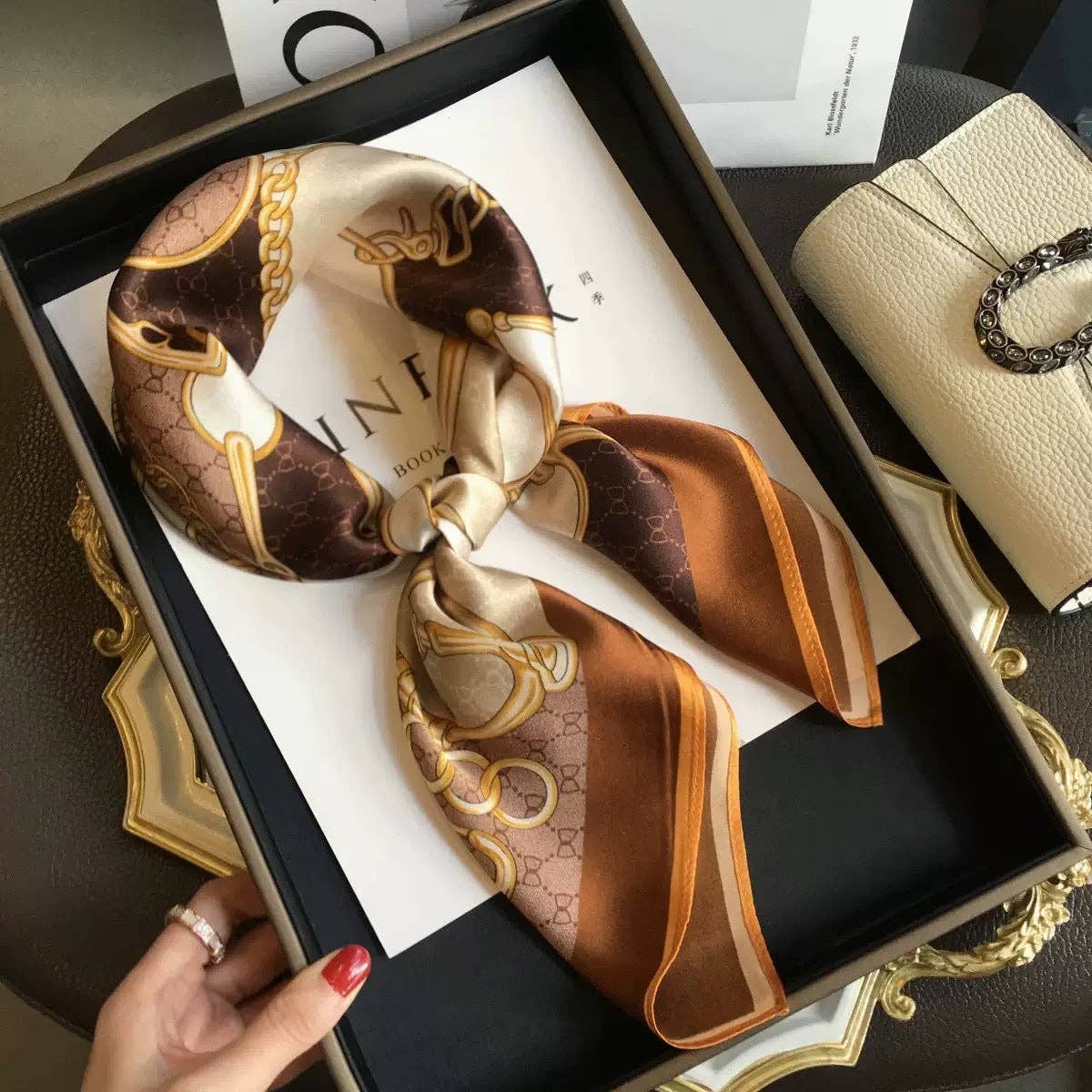 Marayn - Wholesale Scarf – Women's - Retro Chic 70cm Silk Scarf for Timeless Style9