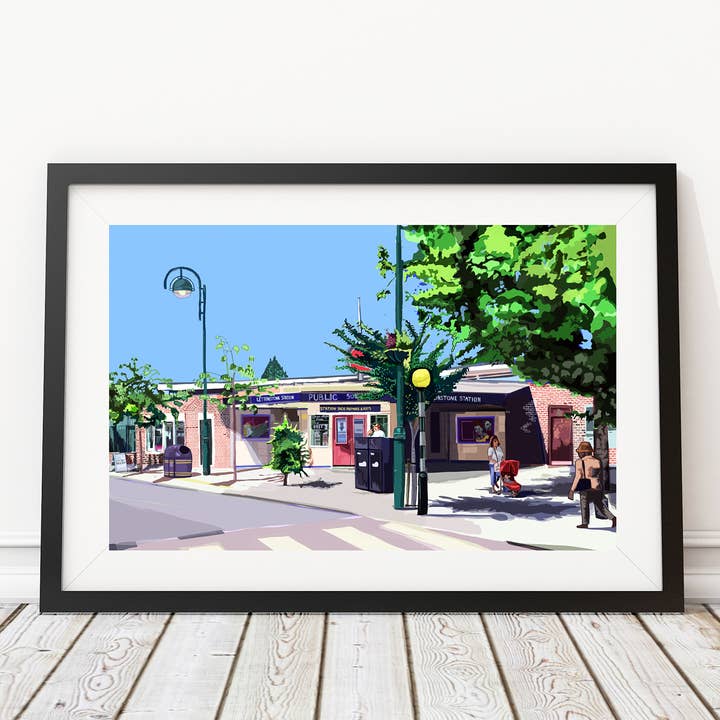 Leytonstone Tube, East London Illustration Art Print for wholesale by Tomartacus