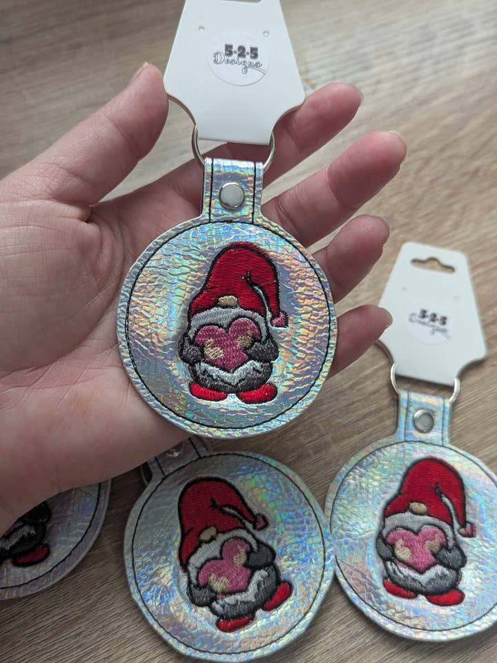 Embroidered Valentine's Day Gnome Key Chain, Key Fob, Charm for wholesale by 525 Fiber and Designs