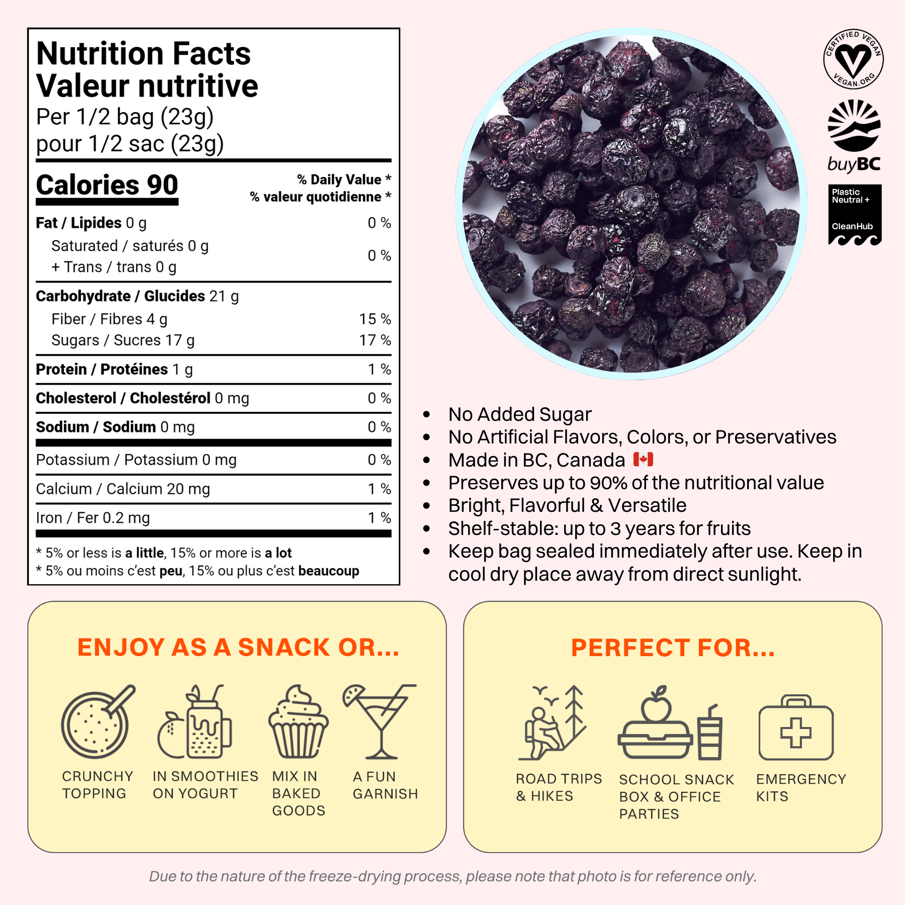 OHME! Foods – Großhandel Getrocknete/dehydrierte Früchte – Gefriergetrocknete Blaubeeren (ganz)1