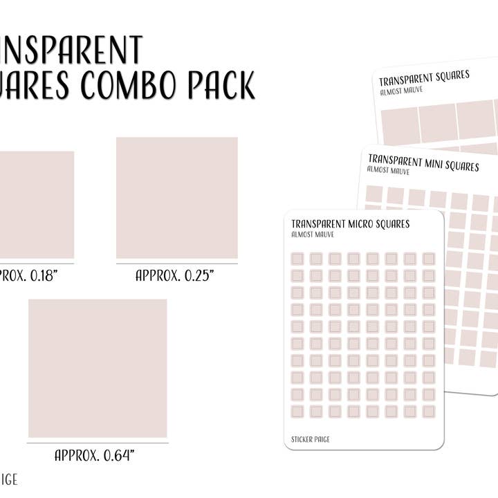 Transparent Squares Planner Sticker Set for wholesale by Sticker Paige