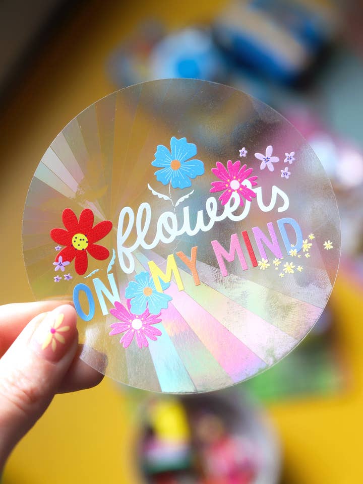 Suncatcher Sticker "Flowers on my mind" – Rainbow Creator for wholesale by Poulette Magique