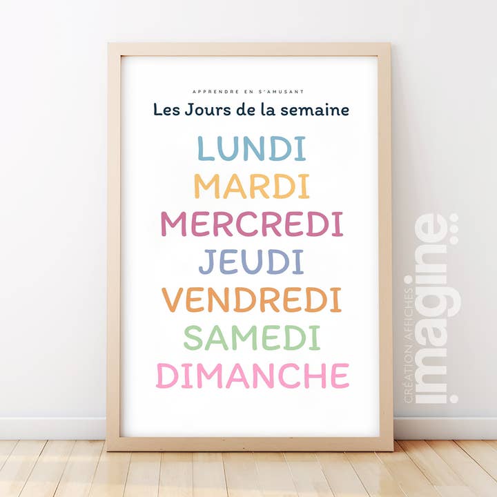 Conheça os dias da semana em cartaz por atacado de Imagine affiche