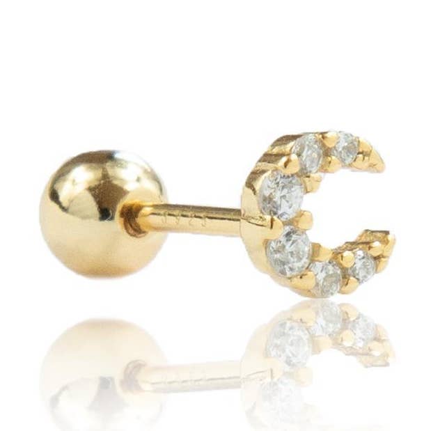 Pendientes con forma de barra pequeña Luna, color dorado para venta al por mayor de Cartilage Cartel Ltd