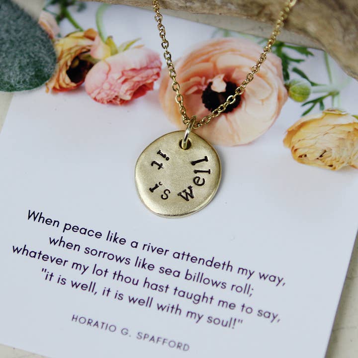 Jennifer Dahl Designs LLC - Wholesale Pendant/Charm Necklace - It Is Well Hand Stamped Scripture Necklace1