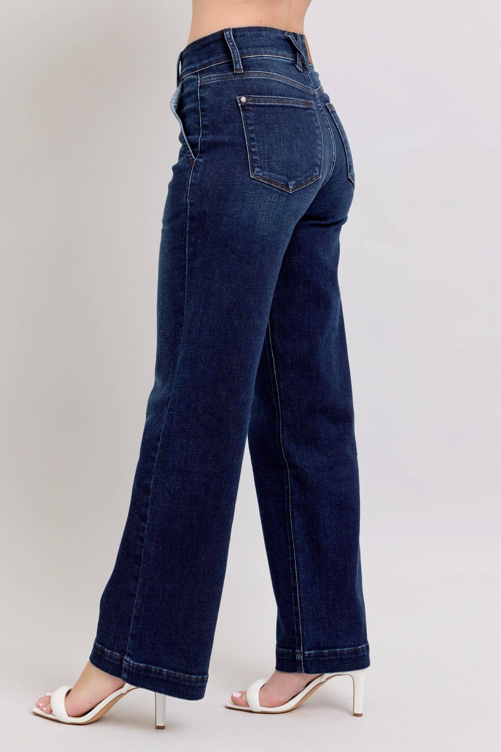 Watermelon Apparel - Wholesale Jeans - Women's - Judy Blue High Rise Wide-Leg Jean Dark Wash5