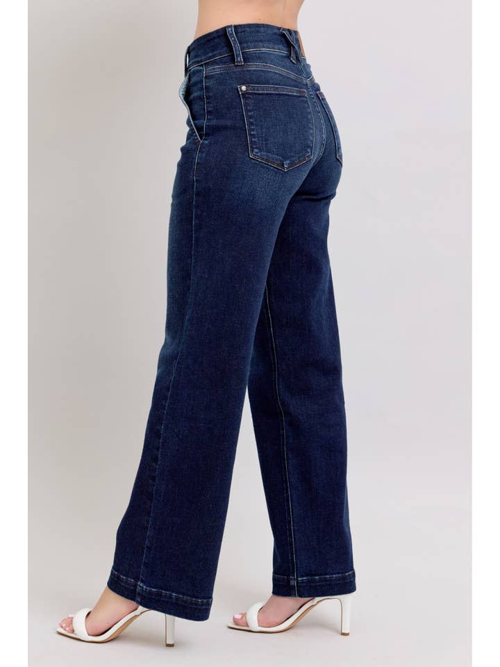 Watermelon Apparel - Wholesale Jeans - Women's - Judy Blue High Rise Wide-Leg Jean Dark Wash5
