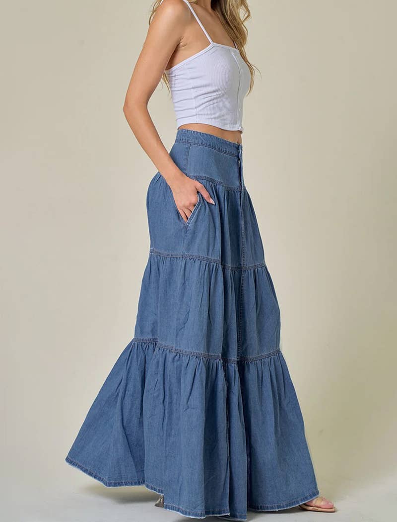 EmberLoom - Wholesale Skirt - Women's - Tiered Maxi Skirt1