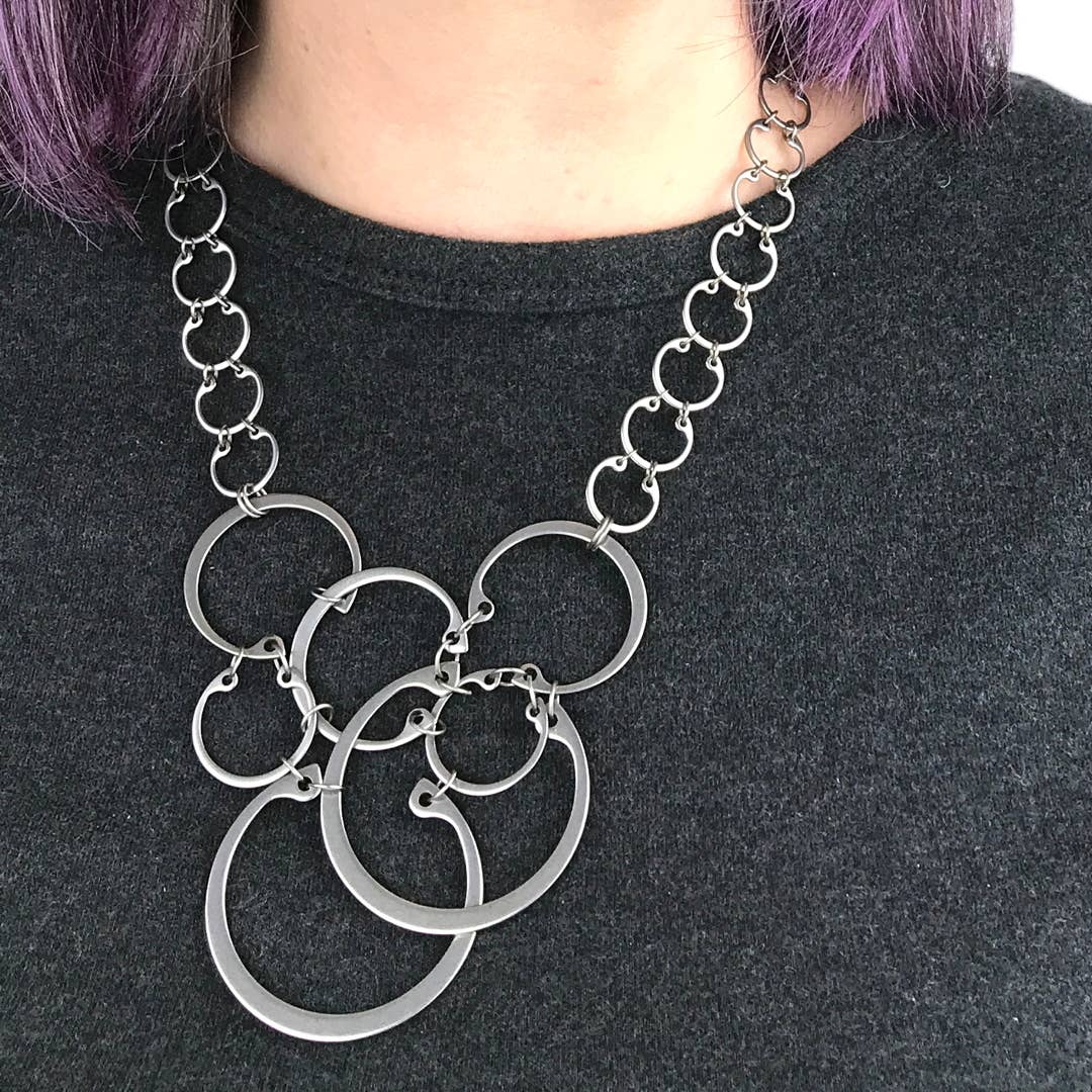 Wraptillion - Wholesale Link & Chain Necklace - Clustered Circles Necklace1