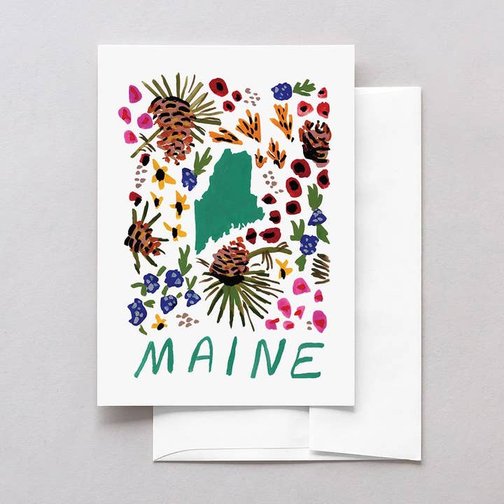 Maine American Gouache lykønskningskort for engroshandel hos 50 States of Beauty