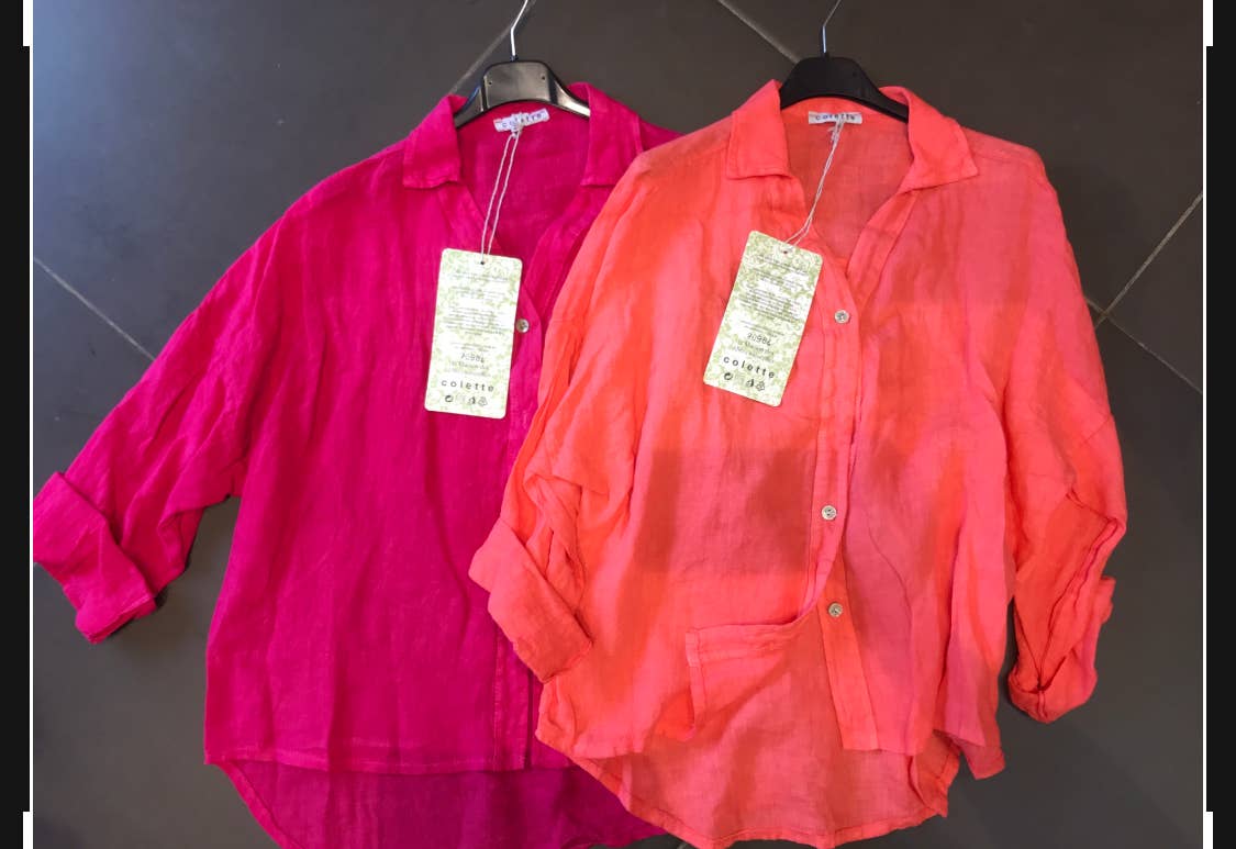 la maison des fibres naturelles – Engroshandel Skjorte med buttondown – til kvinder – Hørskjorte med sidelommer og bagplissering29