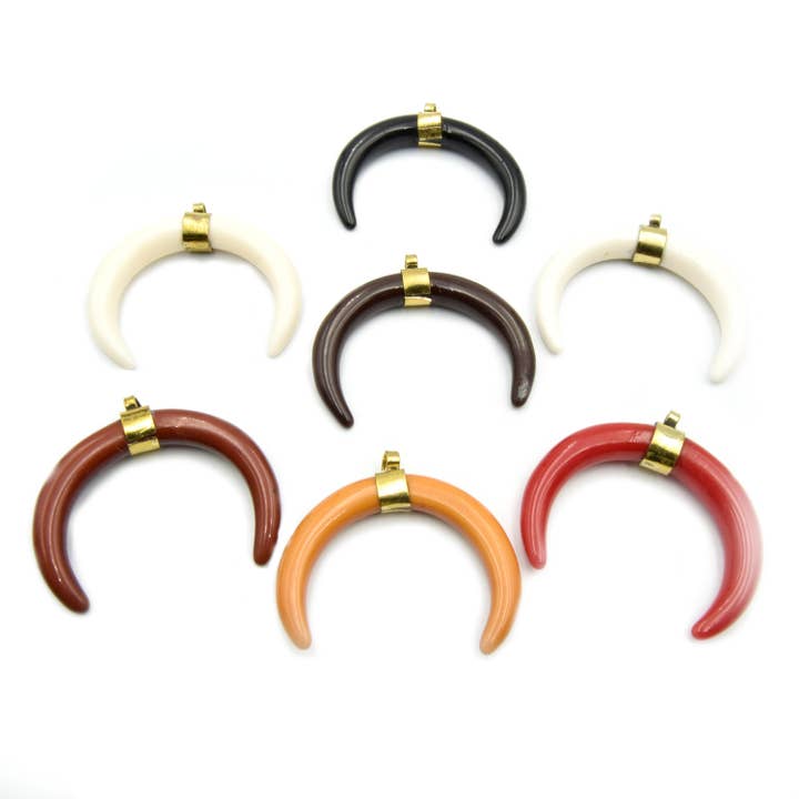 Crescent Pendant | Acrylic Colored Focal Boho Pendant for wholesale by Only Beads