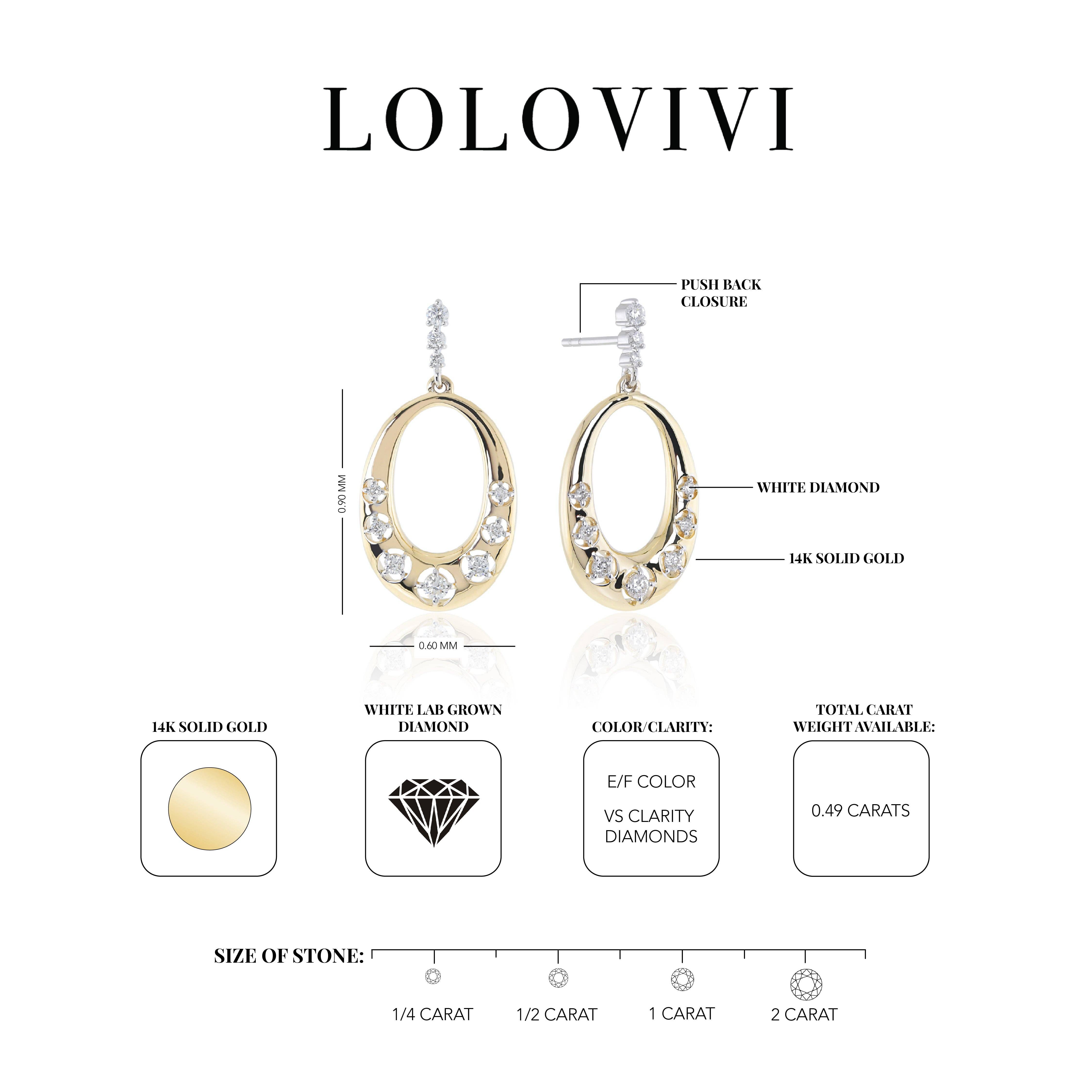 Lolovivi Jewelry – Engroshandel Hængeøreringe og creoløreringe – Ellis Drop Øreringe - Gule Guld Lab-Dyrkede Diamant Øreringe5