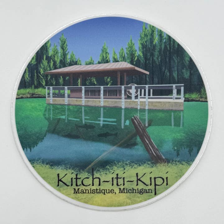 Kitch-iti-kipi Big Springs Sticker for wholesale by MI Woodland Art Studio