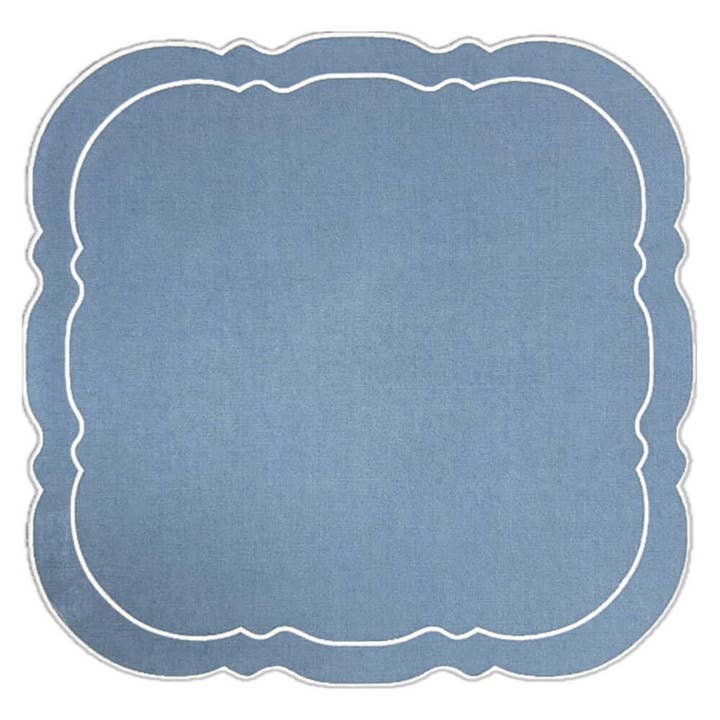 Scalloped Square Placemat Blue - Set of 2 for wholesale by Skyros Designs