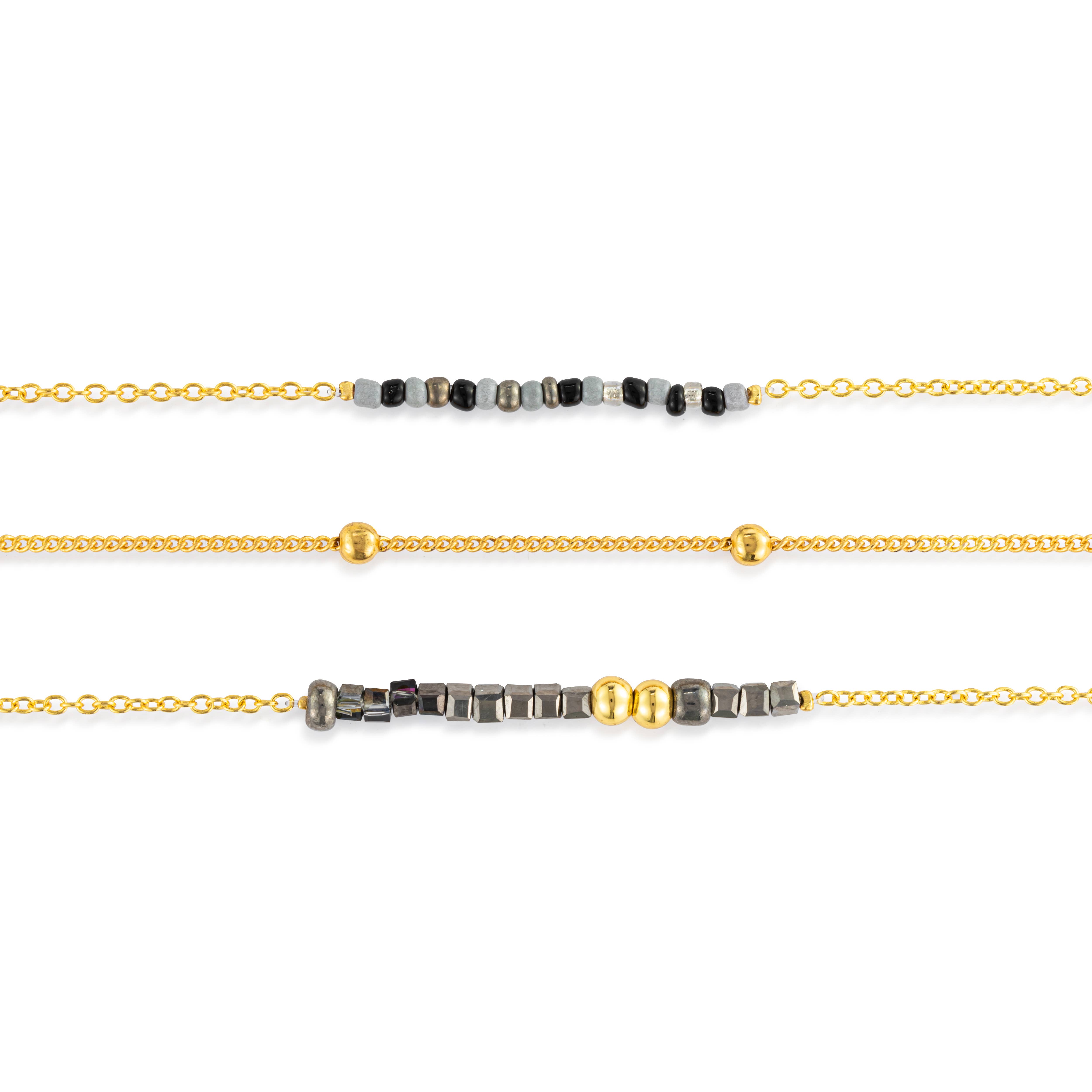 DEMDACO - Wholesale Link & Chain Necklace - Sand Gold Necklace Set of 3 - 16in1