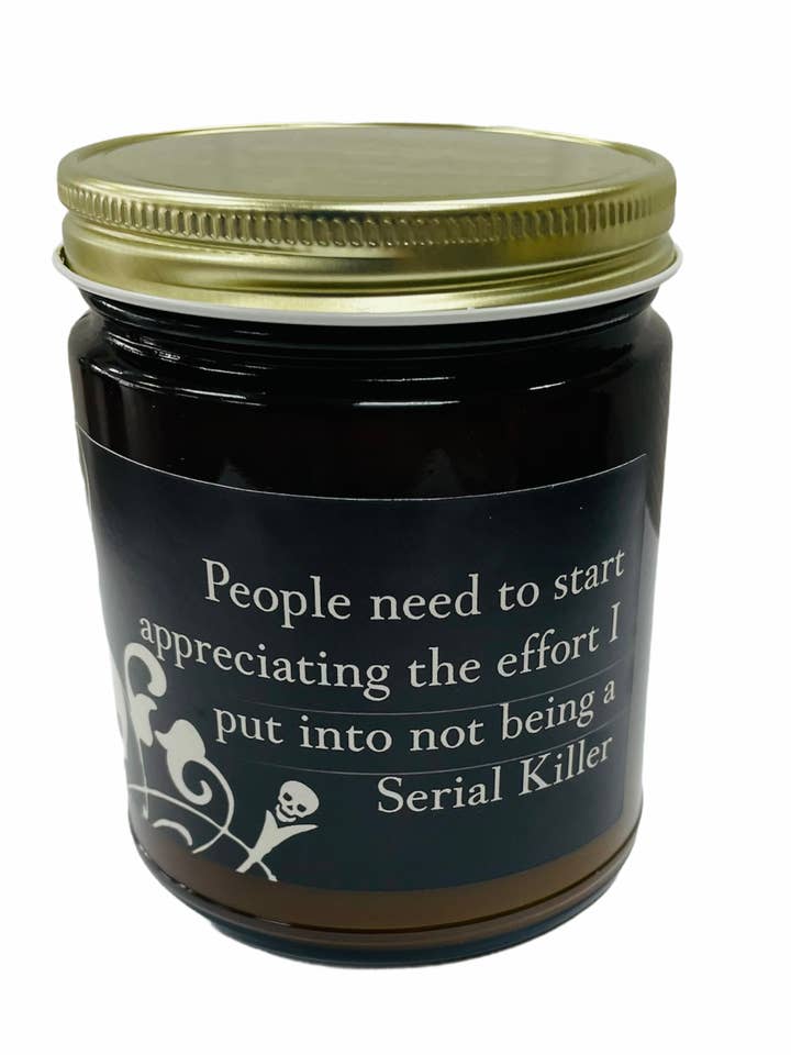 Serial Killer, True Crime, Spooky, candela di soia da 9 once, podcast per la vendita all'ingrosso da parte di PSquare Scents llc