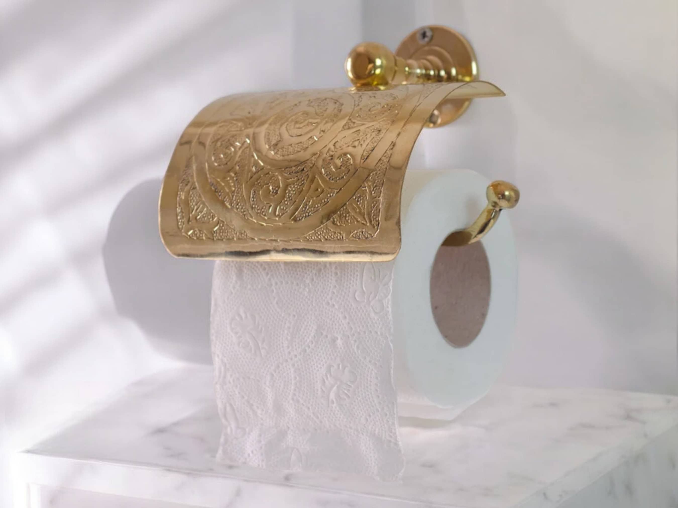 Moroccantastics - Wholesale Toilet Paper Holder - Handcrafted Solid Brass Toilet Paper Holder - Elegant Powder Room Roll Holder2