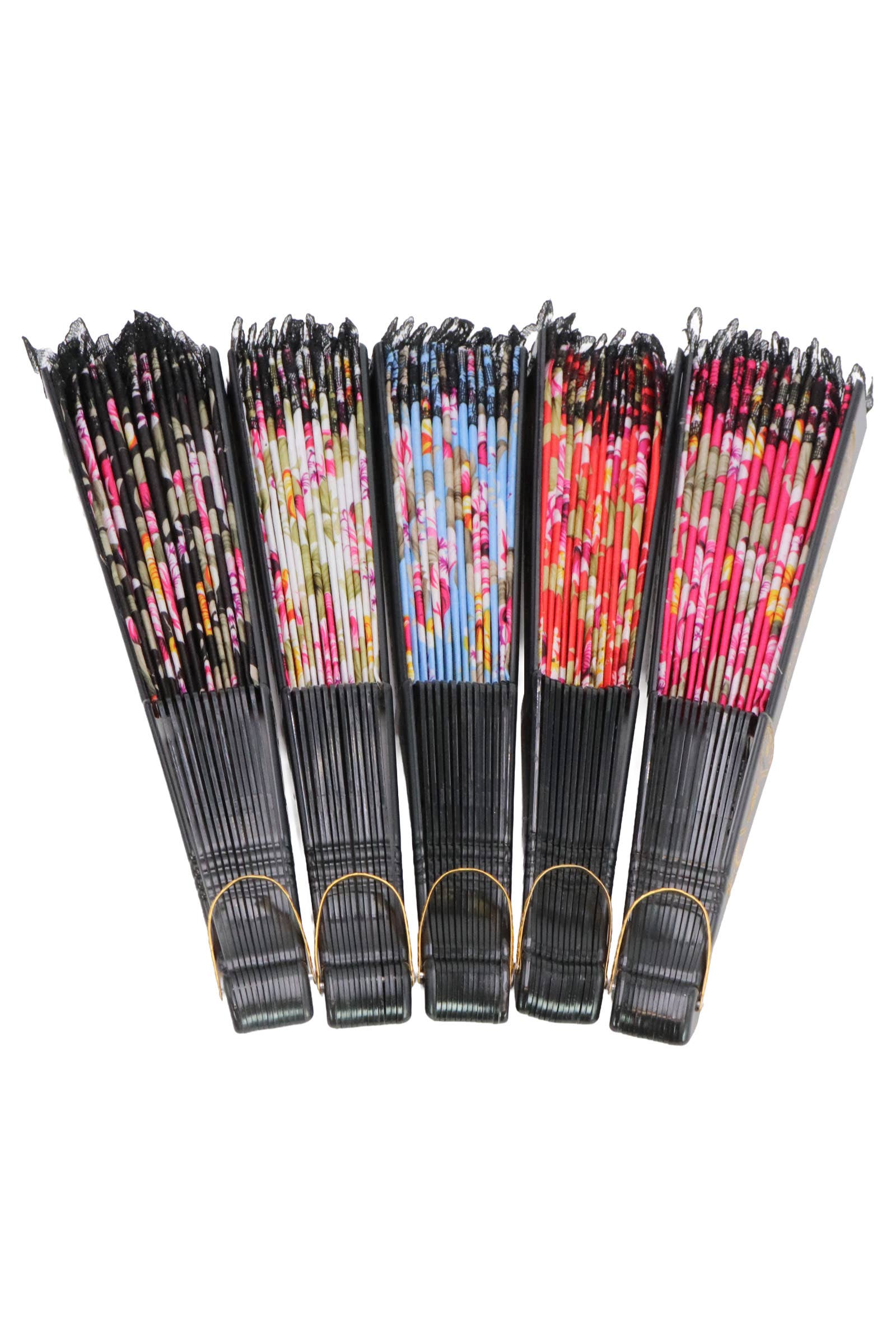 Assorted Rose Black Lace Trim Hand-held Folding Fan for wholesale on Faire1