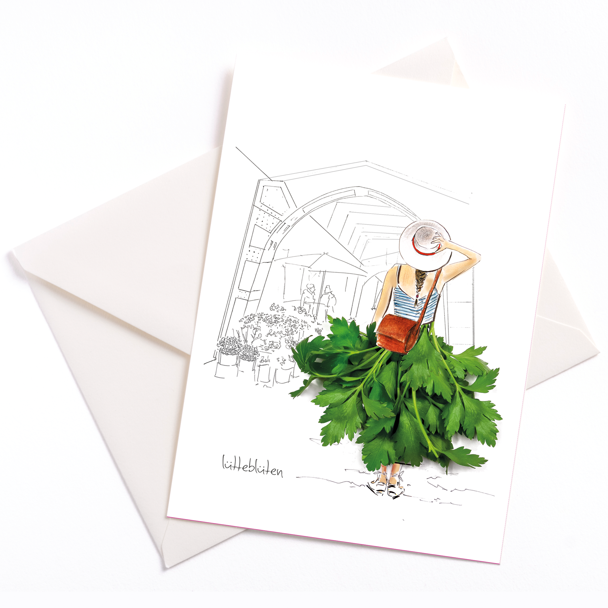 Lütteblüten - Vente Carte de vœux classique - Carte postale Der Hamburger Isemarkt avec enveloppe0