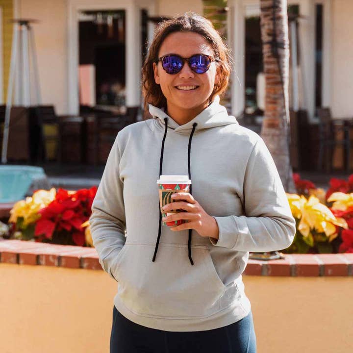 Women's Organic Cotton Hoodie - Grey Pullover Hooded Sweater for wholesale by West Path