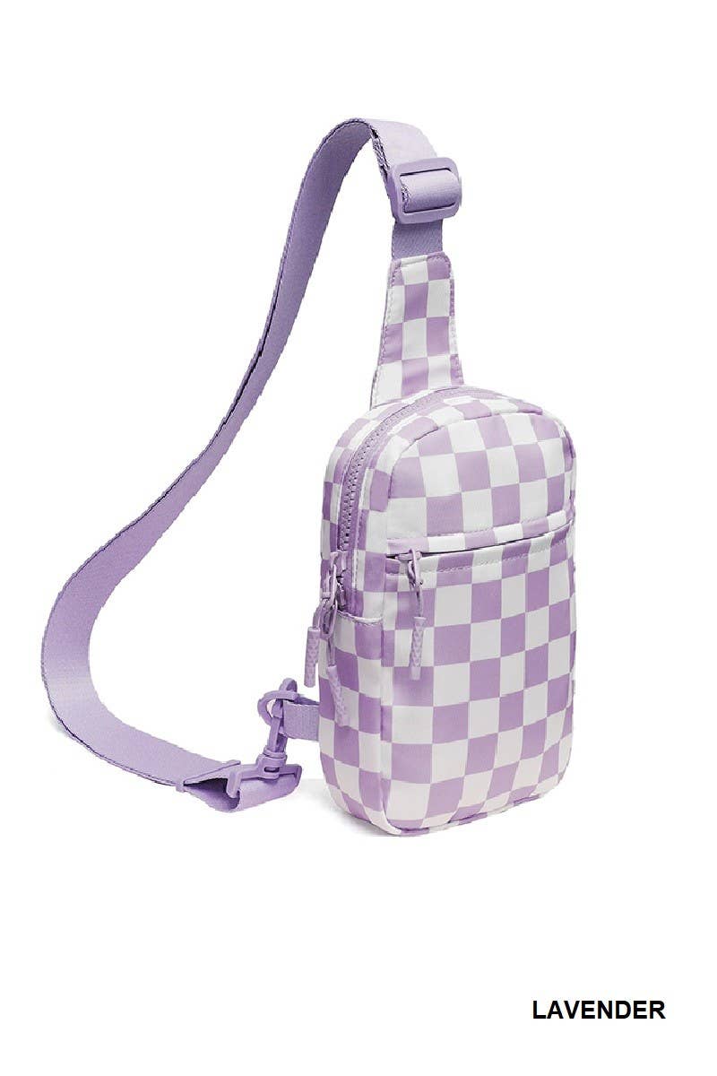 Checkered Sling Bag - Crossbody Chest Bag With Adjustable Strap