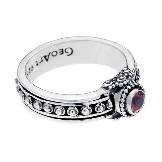 Vintage Classical Sterling Silver And Garnet Spinner Ring for wholesale by Cynthia Gale New York
