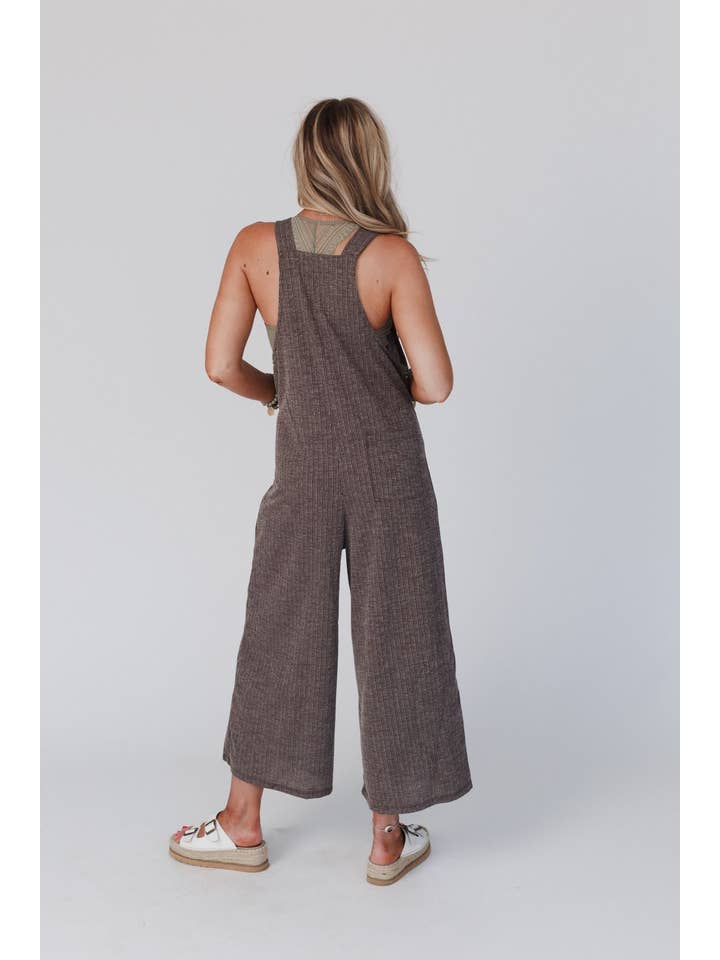 Three Bird Nest - Wholesale Overalls - Women's - High Hopes Button Up Overalls - Brown
