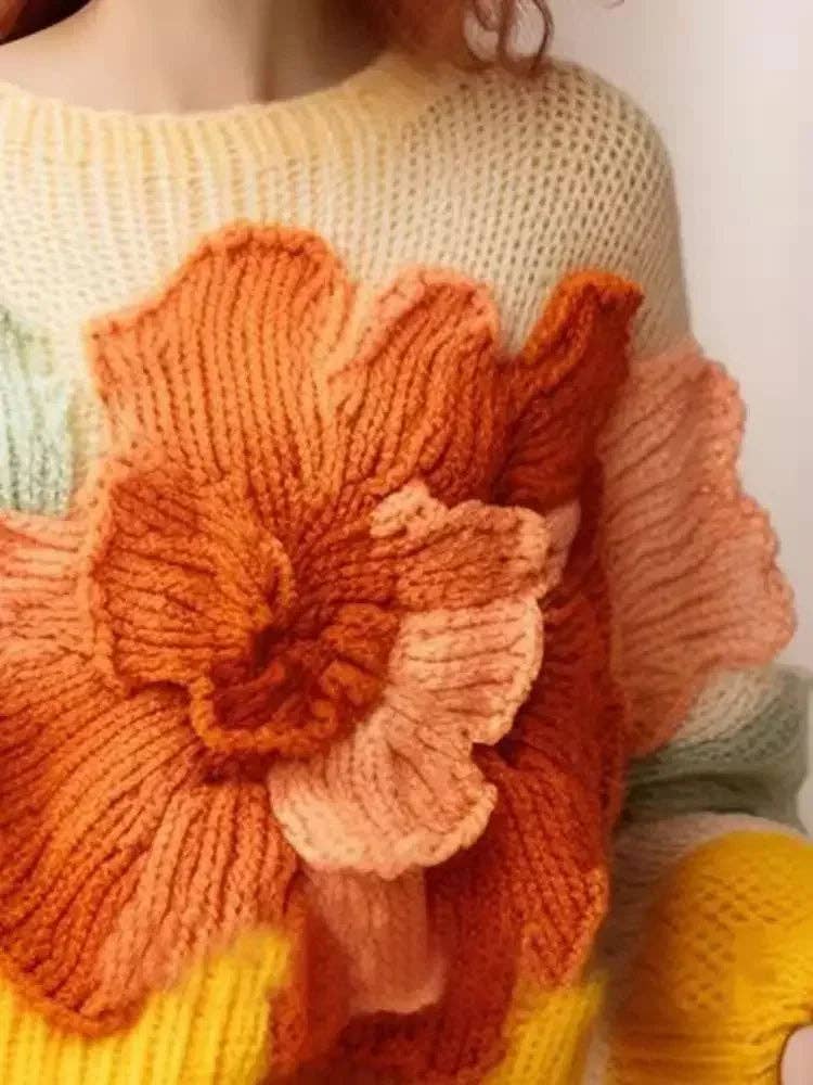 Yellow Stereoscopic Flower Sweater for wholesale on Faire4