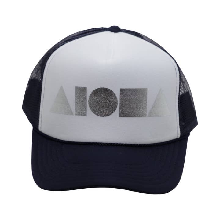NAVY/WHITE/SILVER Adult Trucker for wholesale by Soley Aloha