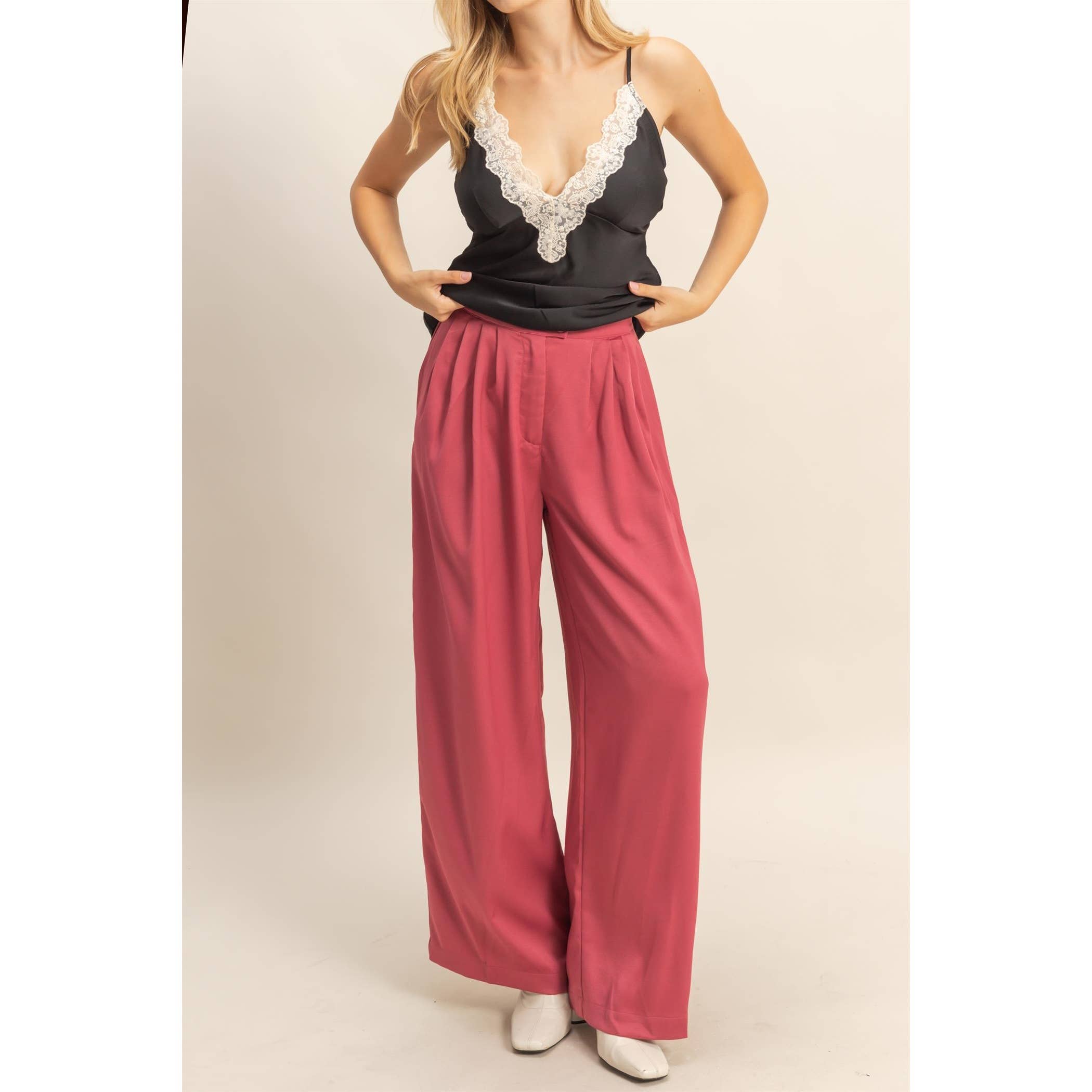 HYFVE - Wholesale Broek - Dames - Wijde Palazzo Broek Met Plooidetail19