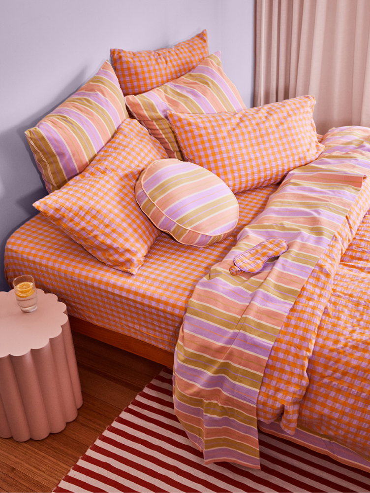 Mosey Me – Großhandel Bettdecke – Kumquat Bloom Seersucker-Bettbezug3