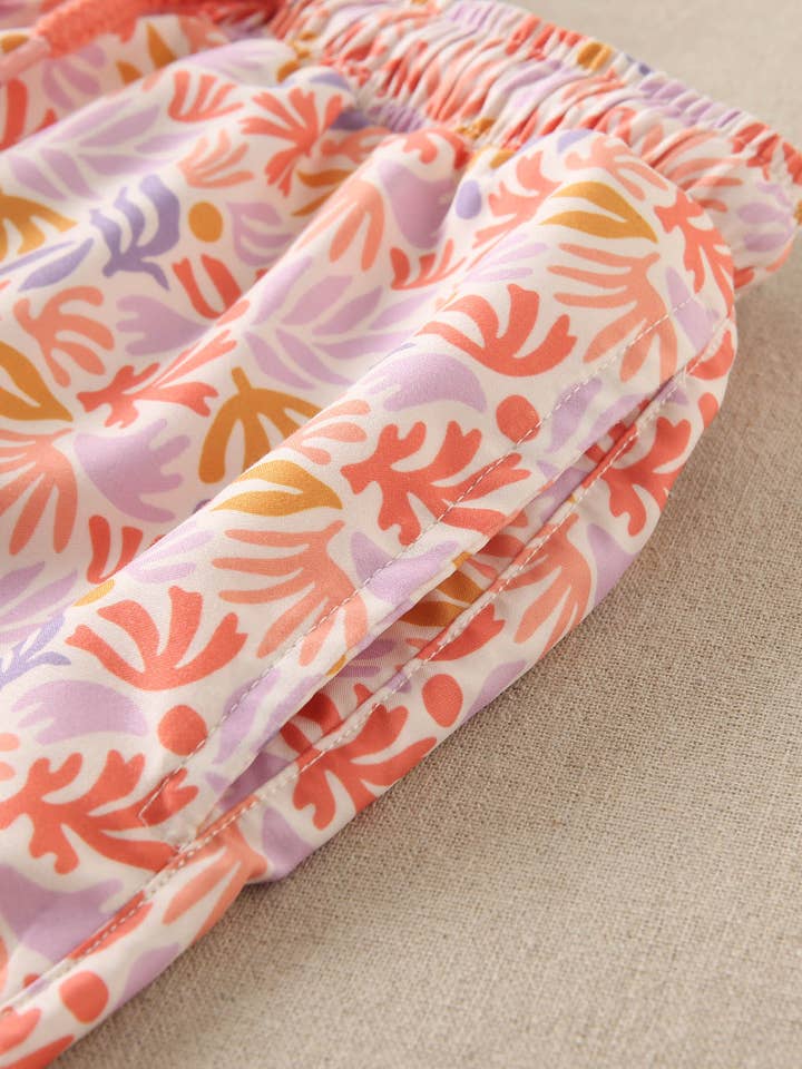 Dadati - Wholesale One Piece Swimsuit - Kids - Boy's swimsuit with floral print and drawstring2