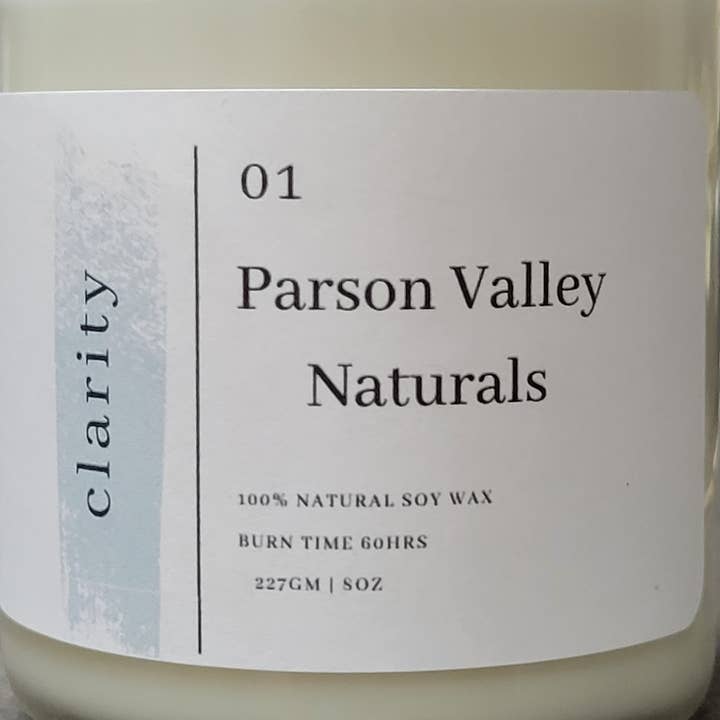 Parson Valley Naturals – Engroshandel Glaslys – 8 oz „Klarhed“ soja stearinlys (blanding af æterisk olie)