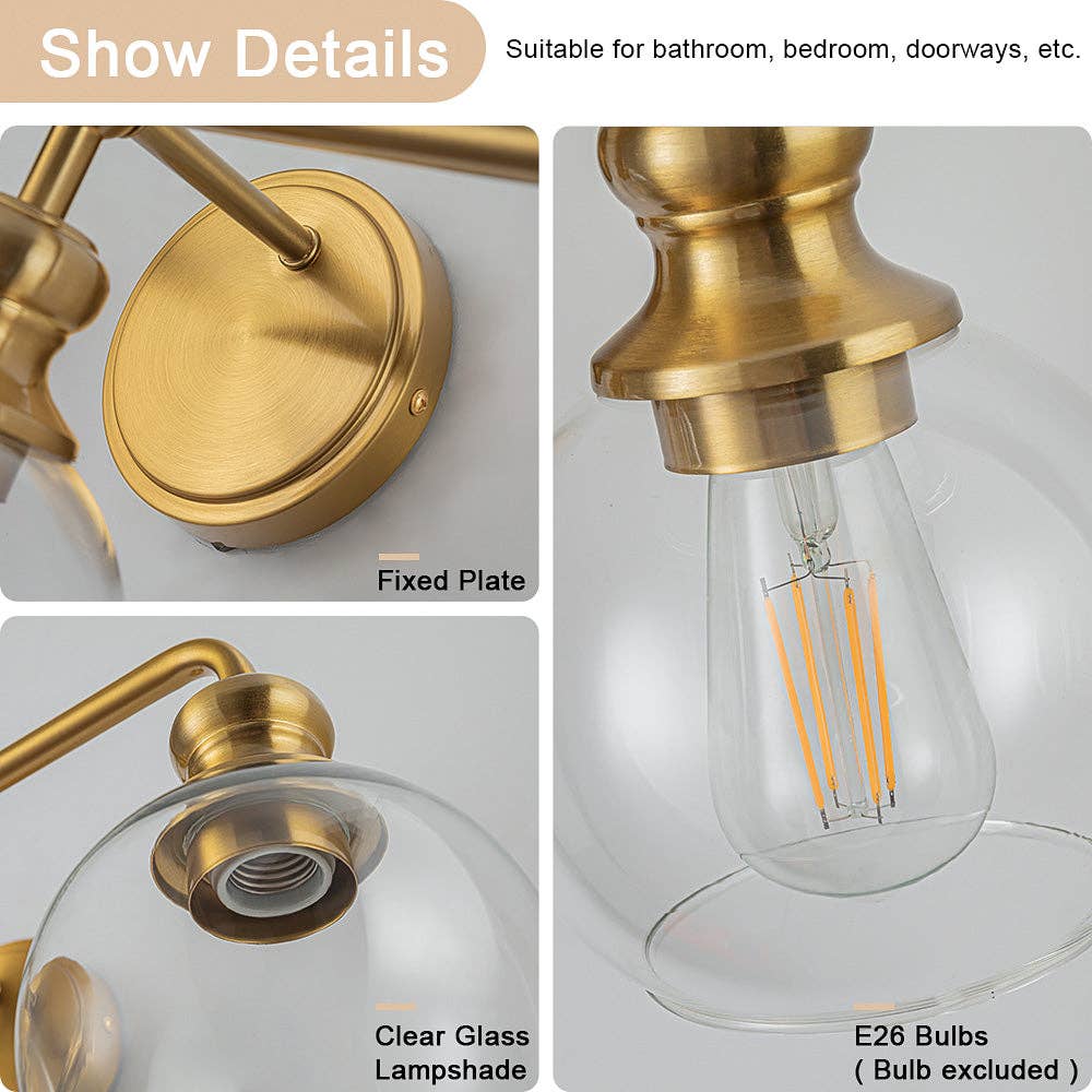 Brio Lighting - Vente Lustre/Suspension - Lampe de vanité moderne à 3 lumières Irvine Gold6